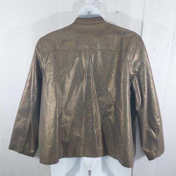 KORET! LUXE MIDNIGHT GOLD METALLIC BUTTON FRONT NEHRU JACKET, BLAZER! SZ 22W - Picture 8 of 11